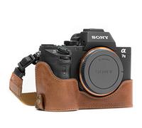 MegaGear MG1130 para Sony Alpha A7S II, A7R II, A7 II Estuche Ever Ready, Media Funda, Estuche de Base, Funda de Pronto Uso de Cuero auténtico, con Correa, Marrón