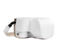 MegaGear MG1135 Ever Ready - Funda de Piel y Correa con Acceso a batería para cámara Sony Alpha A6500, Color Blanco