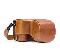 MegaGear MG1202 Para Sony Alpha A6500 (16-70 mm) Estuche Ever Ready, Funda de pronto uso de cuero auténtico, con correa - Marrón