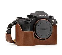 MegaGear - MG1244 Para Sony Alpha A7R III, A9, A7 III Estuche Ever Ready, Media funda, estuche de base, funda de pronto uso de cuero auténtico, con correa - Marrón