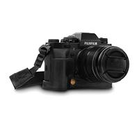 MegaGear MG1552 Estuche Ever Ready, Media Funda, Estuche de Base, Funda de Pronto Uso de Cuero auténtico, con Correa para Fujifilm X-T3 - Negro