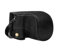 MegaGear MG1565 para Panasonic Lumix DC-LX100 II Estuche Ever Ready, Funda de Pronto Uso de Cuero auténtico, con Correa, Negro