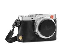 MegaGear MG1603 para Leica D-Lux 7 Estuche Ever Ready, Media Funda, Estuche de Base, Funda de Pronto Uso de Cuero auténtico, con Correa - Negro