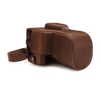 MegaGear MG1608 Estuche Ever Ready, Funda de Cuero, de Pronto Uso, con Correa Compatible con Canon EOS 2000D (18-55mm) - Marron Oscuro