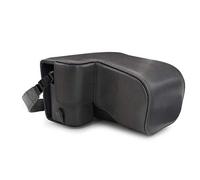 MegaGear MG1663 Estuche Ever Ready, Funda de Cuero, de Pronto Uso, con Correa Compatible con Sony Alpha A6100, A6400 (18-135mm) - Gris