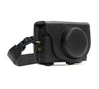 MegaGear MG588 Estuche Ever Ready, Funda de pronto uso de cuero, con correa compatible con Sony Cyber-shot DSC-RX100 VI, DSC-RX100 V, DSC-RX100 IV - Negro