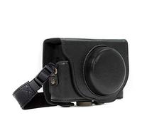 MegaGear MG596 Estuche Ever Ready, Funda de pronto uso de cuero, con correa para Sony Cyber-shot DSC-HX99, DSC-HX95, DSC-HX90V, DSC-HX80 - Negro