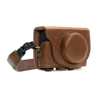 MegaGear MG597 Estuche Ever Ready, Funda de pronto uso de cuero, con correa compatible con Sony Cyber-shot DSC-HX95, DSC-HX99, DSC-HX80, DSC-HX90V - Marron Oscuro
