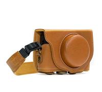 MegaGear MG601 para Sony Cyber-Shot DSC-WX500 Estuche Ever Ready, Funda de Pronto Uso de Cuero, con Correa, Marrón Claro