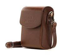 MegaGear MG701 Estuche de cuero, con correa compatible con Panasonic Lumix DC-TZ95, DC-TZ90, DMC-LX15, DMC-TZ80, DMC-TZ100 - Marron Oscuro