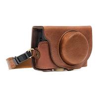 MegaGear MG875 Ever Ready, Funda de pronto uso de cuero auténtico, con correa para Sony Cyber-shot DSC-RX100 VI, DSC-RX100 V, DSC-RX100 IV - Marrón oscuro