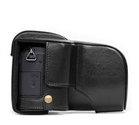 MegaGear MG892 Panasonic Lumix G80, G81 (12-60mm) Estuche Ever Ready, Funda de cuero, de pronto uso, con correa - Negro
