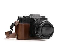MegaGear MG958 Estuche Ever Ready, Media funda, estuche de base, funda de cuero, de pronto uso, con correa compatible con Fujifilm X-T30, X-T20, X-T10 - Marron Oscuro