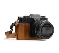 MegaGear MG959 Estuche Ever Ready, Media funda, estuche de base, funda de cuero, de pronto uso, con correa compatible con Fujifilm X-T30, X-T20, X-T10 - Marrón Claro