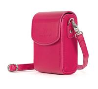 MegaGear MG1254 Estuche de Cuero, con Correa Compatible con Panasonic Lumix DC-TZ95, DC-TZ90, DMC-LX15, DMC-TZ80, DMC-TZ100 - Rosado