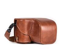 MegaGear - Piel Genuina Bolsa de Funda Protectora Para Sony Alpha A6000, A6300 con 16-50mm (Oscuro Marrón)