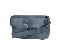 MegaGear Torres Mini Bolsa de mensajería de la cámara de Cuero Genuina para cámaras sin Espejo, instantáneas y DSLR - Maroon - Azul