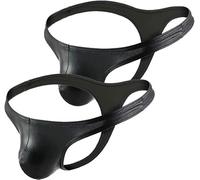 MEGAHERZ Hombre Tanga Sexy Thong Micromodal 1-3 Pack Tanga Slips, Lote de 2 cartuchos negros, XL