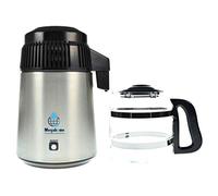 Megahome MH943SBS Destilador con jarra de cristal, 4 litros de agua pura y destilada, sin contacto con plástico, sin filtro de agua, incluye libro en alemán, color acero inoxidable/negro