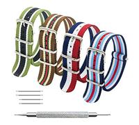 MEGALITH Correas de Nylon Nato Paquete de 4 18mm 20mm 22mm Balístico Zulu Correa Para Reloj Hebilla de Acero Inoxidable (22mm, Red White Navy+Army White Black+Linen Army Red+Navy White Sky Red)