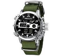 MEGALITH Reloj Digital Hombre Deportivo - Militar Reloj de Pulsera Nailon Verde LED Grandes Esfera Impermeable Reloj Analogico y Digital Cronógrafo Alarma Calendario - Regalo Hombre