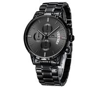 MEGALITH Reloj Hombre Cronografo Acero: Negro Relojes de Pulsera Analógico Cuarzo Luminoso Fecha Impermeable - Diseñador Reloj Elegante Regalo para Hombre