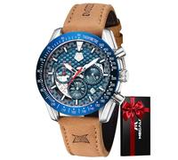 MEGALITH Reloj Hombre de Pulsera Cuero: Cronógrafo Reloj Clásico Calendario - Vestir Relojes Hombre Analógico Cuarzo Grande