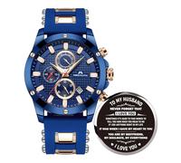 MEGALITH Reloj Hombre Grande Cronografo: Relojes de Pulsera Azul Impermeable Deportivo Analógico - Regalo para Esposo Padre Aniversario Cumpleaños