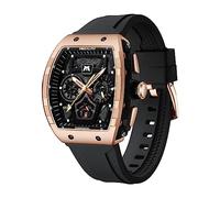 MEGALITH Reloj Hombre Militar Negro Cronografo Reloj Hombre Deportivo Analógico Grande Reloj de Pulsera Caucho Cuarzo Impermeable Diseño Esfera Cuadrada Fecha Luminosa Calendario