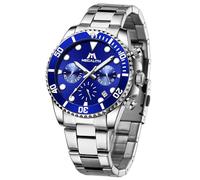 MEGALITH Relojes Hombre Acero Cronografo: Relojes de Pulsera Plateado - Impermeable Fecha Luminosa Reloj Cuarzo para Hombre