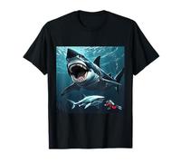 Megalodon Tiburón blanco y buzo Buceo Buceo Tiburón Camiseta