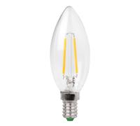 MEGAMAN Bombilla vela LED E14 3W filamento transparente, blanco cálido EC:EPREL:873948
