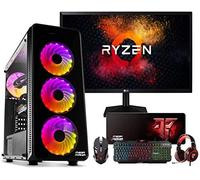 Megamania PC Gaming AMD Ryzen 7 5700G Ordenador de sobremesa 4.6GHz Turbo Octa Core | 16GB DDR4 | SSD 480GB | Gráfica AMD Radeon Vega 8 | Monitor 24" Curvo LED FullHD | Kit teclado ratón y cascos