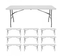 7house MegaPack 10 Mesas Plegables Portátiles Resina 180cm 7house