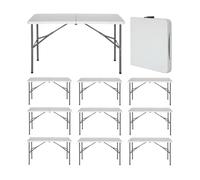 Thinia Home MegaPack 10 Mesas Plegables para Camping Blanco 122x74cm Thinia Home