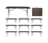 Thinia Home MegaPack 10 Mesas Plegables Rectangulares para Catering Efecto Madera 180x74cm Thinia Home
