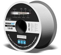 Megasat Cable coaxial 120 dB - Bobina de 100 m - Cable de antena/satélite (Blindaje 120 dB, blindaje cuádruple, CCS, cubierta Ø 7,2 mm) - Blanco