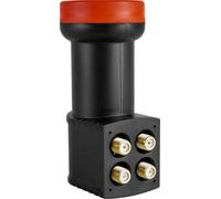 Megasat Diavolo LNB Quad - LNB Universal (Compatible con 4 usuarios, Conectores F chapados en Oro, para exigencias máximas, 0,1 dB de Ruido) - Negro/Rojo