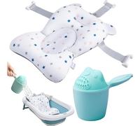Megaser® Cojín Bañera Bebé + Jarra Baño, Adaptador Bañera Bebé Universal | Reductor Bañera Bebé, Asiento Antideslizante, Colchoneta Soporte Bañera Bebé, Hamaca Baño Suave, Pack Cojín + Jarra baño bebé
