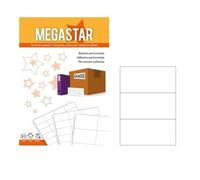 MEGASTAR LP4MS-21099- Etiquetas autoadhesivas blancas de 210 x 99 mm, multiuso y multifunción, 3 etiquetas por hoja, 100 hojas por paquete