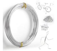 MEGAVOW 1.5m x 10m Alambre Hilo de Aluminio Metálico, Alambre Manualidade para Joyería Escultura, Alambre Floral para Bonsai, Alambre Doblable de Artesanal, Plata