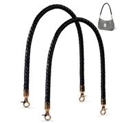 MEGAVOW 2 piezas Correas de Bolso de Recambio con Asa Trenzada, Correas de Bolso de Cuero de PU, con Gancho de Metal, Accesorios de Bolso de Bricolaje, Negro, 60cm