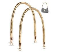 MEGAVOW 2 Piezas Correas de Bolso de Recambio con Asa Trenzada, Correas de Bolso de Cuero de PU, con Gancho de Metal, Accesorios de Bolso de Bricolaje, Dorado, 60cm