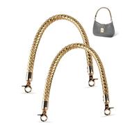 MEGAVOW 2 piezas Correas de Bolso de Recambio con Asa Trenzada, Correas de Bolso de Cuero de PU, con Gancho de Metal, Accesorios de Bolso de Bricolaje, Dorado, 40cm