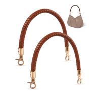 MEGAVOW 2 piezas Correas de Bolso de Recambio con Asa Trenzada, Correas de Bolso de Cuero de PU, con Gancho de Metal, Accesorios de Bolso de Bricolaje, Marrón, 40cm