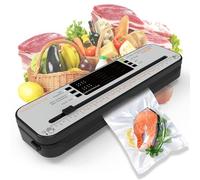 MEGAWISE Máquina selladora al vacío C01 80KPA para alimentos, modos seco y húmedo, cortador de bolsas integrado, diseño compacto y ligero, incluye 40 bolsas de vacío y manguera de vacío (gris oscuro)