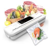 MEGAWISE Máquina selladora al vacío C01 80KPA para alimentos, modos seco y húmedo, cortador de bolsas integrado, diseño compacto y ligero, incluye 40 bolsas de vacío y manguera de vacío (blanco)