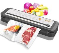 MEGAWISE Máquina selladora al vacío, selladora de alimentos portátil de fuerte succión con potencia, bolsas y cortador incluidos con función de vacío externa, ahorro de frescura (plateado)