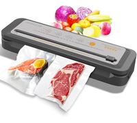 Megawise potente y compacta máquina de sellado al vacío máquina de sellado automático de alimentos de un clic (Gris de la máquina)