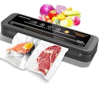 MEGAWISE - Selladora al vacío de 80 kPa, conservador automático alimentos con un solo toque y modos seco, húmedo fresco máquina portátil sellado 10 bolsas cortador
